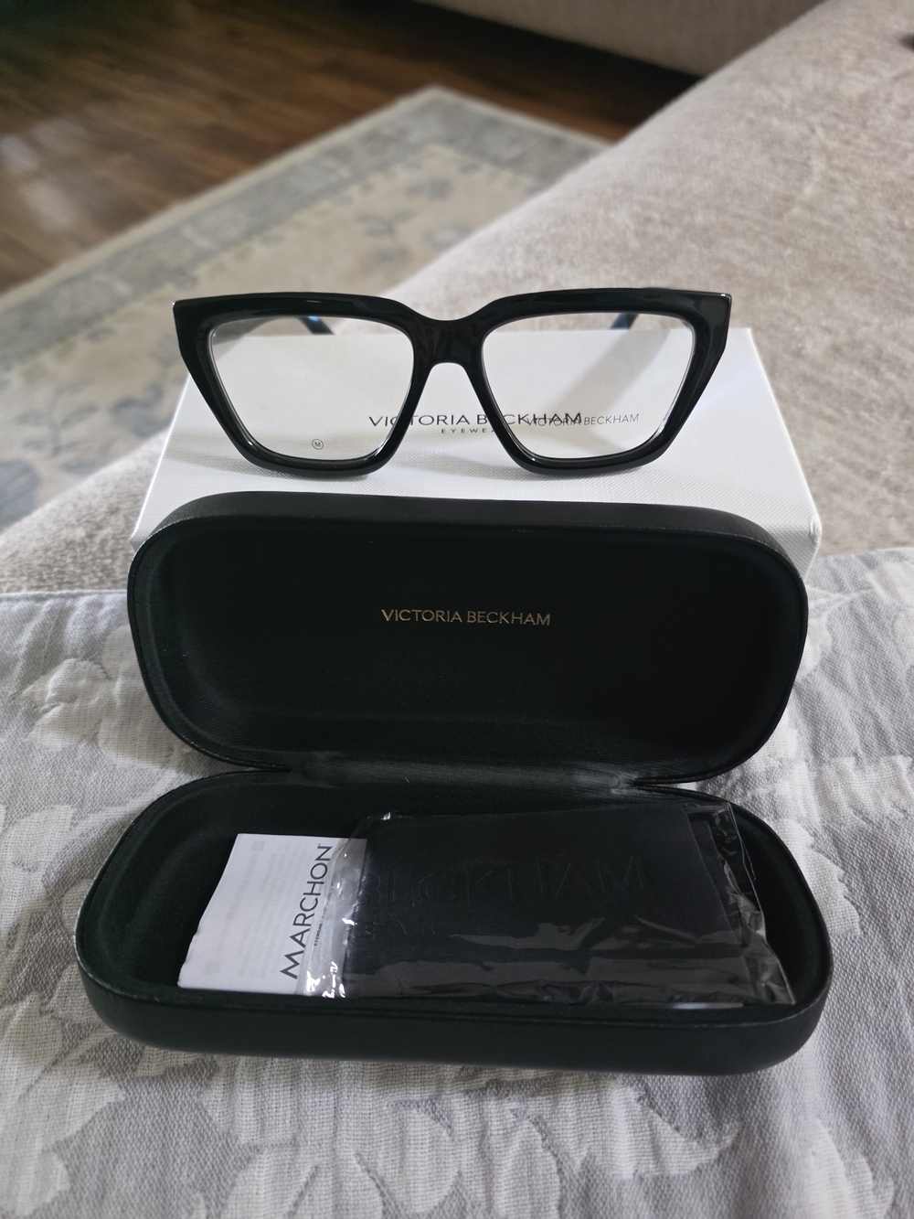 Victoria Beckham Black Gloss Cat-Eye Glasses